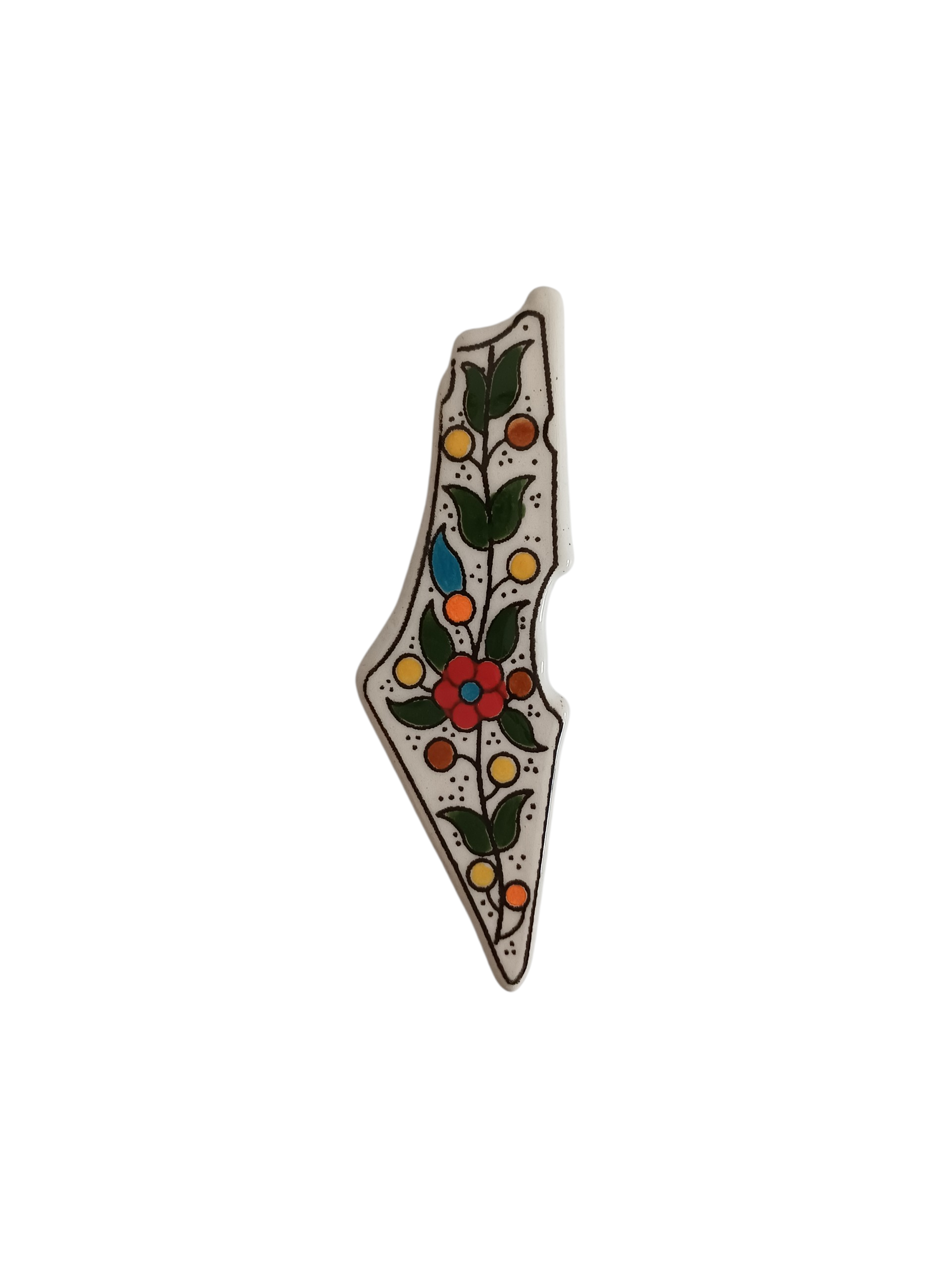 Palestine Map Ceramic Magnet - Colourful Flowers