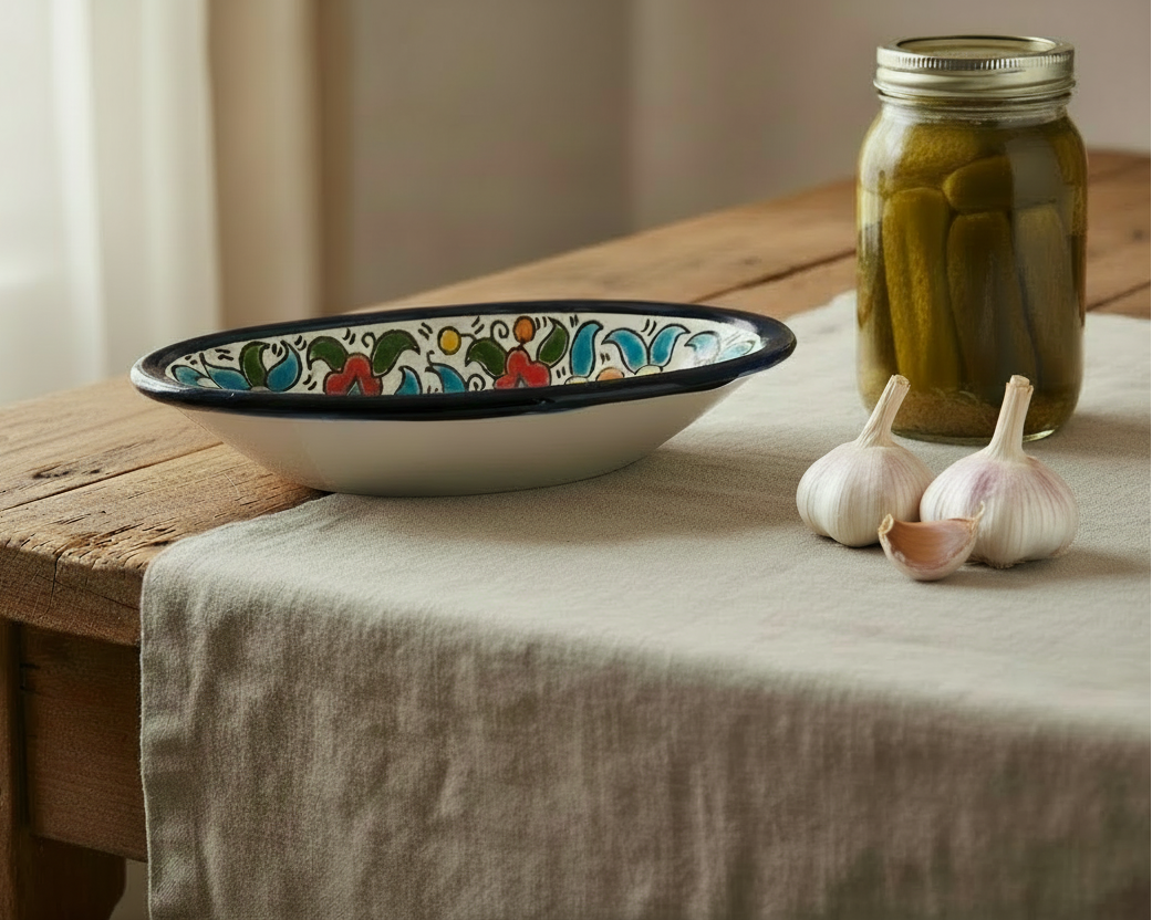 Olive Pattern Oval Bowl